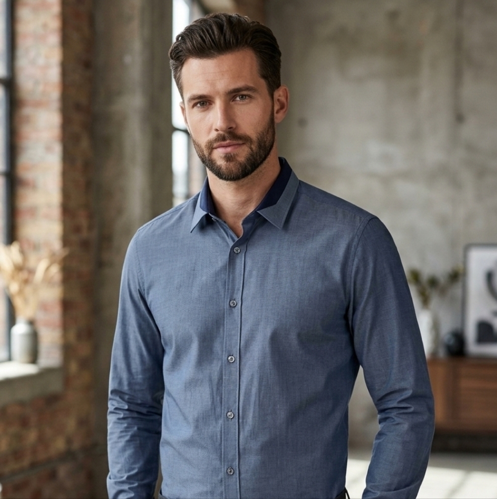 Men's Paul Smith Blue Contrast Collar Dress Shirt - Size L Good Condition